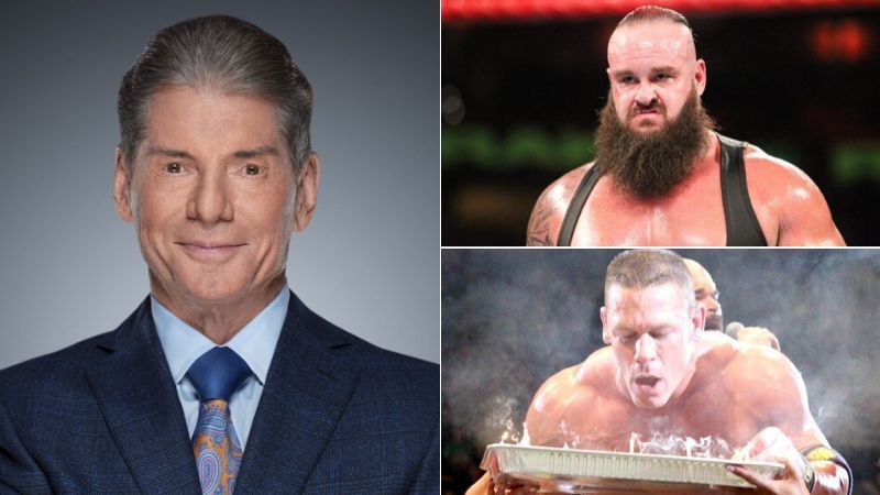 Vince McMahon, Braun Strowman and John Cena