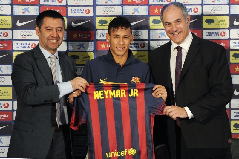 Bartomeu (left) must consider carefully if he has the financial means to bring Neymar back at Camp Nou.