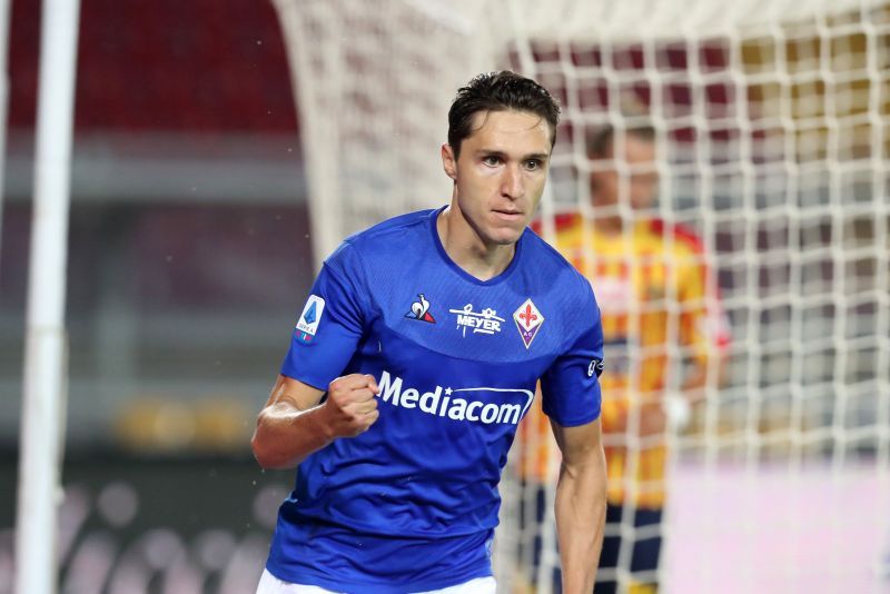 Federico Chiesa celebrates a Fiorentina goal