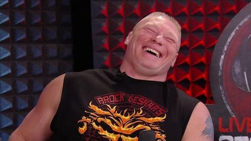 Her words put a smile on Brock's face (Pic Source: WWE)