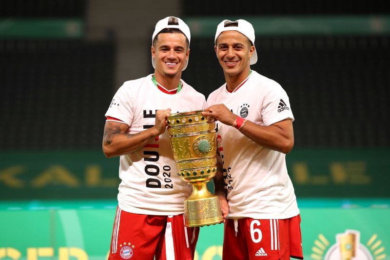 Coutinho with former Barcelona star and Liverpool target Thiago