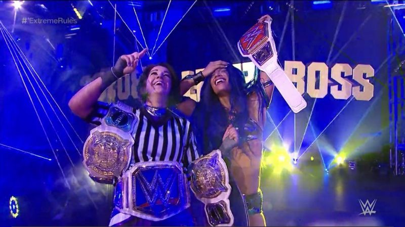 Bayley and Sasha celebrate