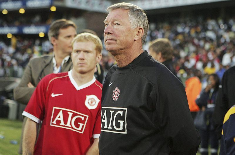 Sir Alex Ferguson with Paul Scholes