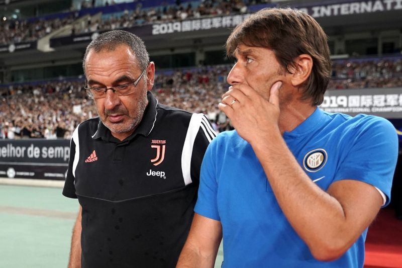 Maurizio Sarri (L) and Antonio Conte (R) have not impressed at Juventus and Inter Milan respectively