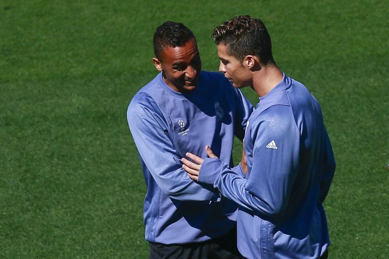 Danilo and Ronaldo in training at Real Madrid