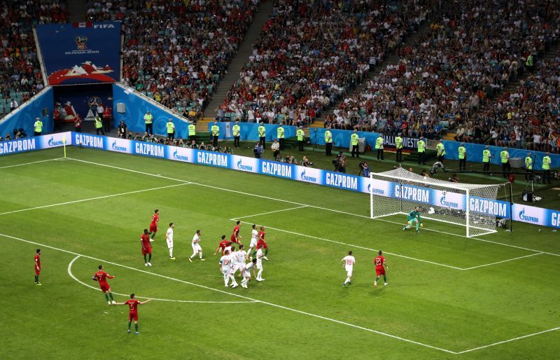 How can you forget this Ronaldo freekick from that epic Portugal Spain matchup in the 2018 World Cup?