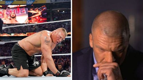 Brock Lesnar (left); Triple H (right)