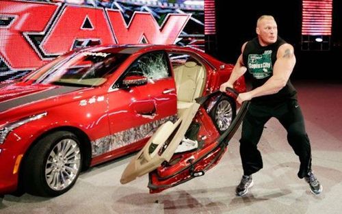 Brock Lesnar destroys J & J Security's car