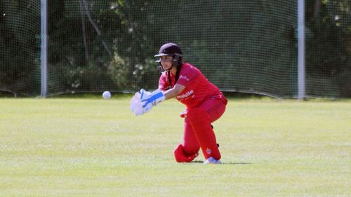 Sharanya Sadarangani keeping for KSV Cricket in the ECS Kummerfeld T10 League