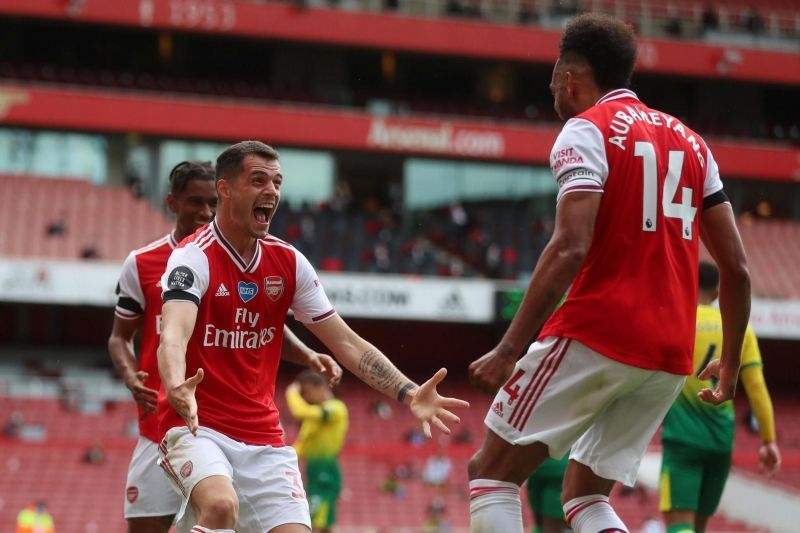 Grant Xhaka and Pierre-Emerick Aubameyang scored for Arsenal in their 4-0 win