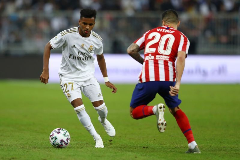 Rodrygo in action for Los Blancos in a Madrid derby