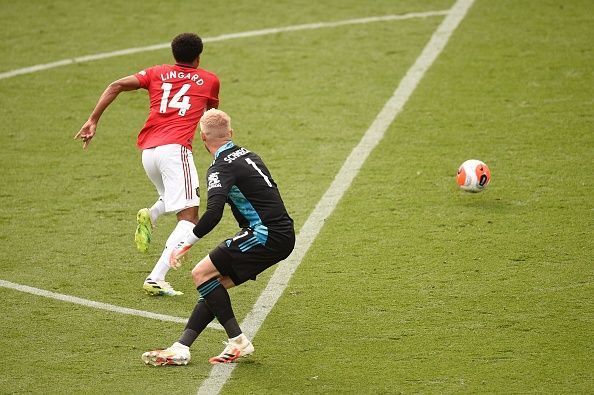 Schmeichel's error allowed United to add a second goal to their tally