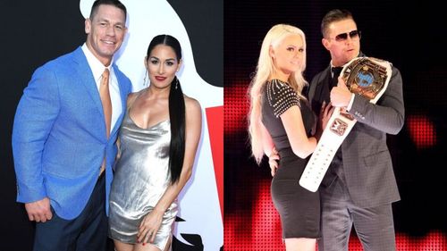 John Cena & Nikki Bella (left); The Miz & Maryse (right)