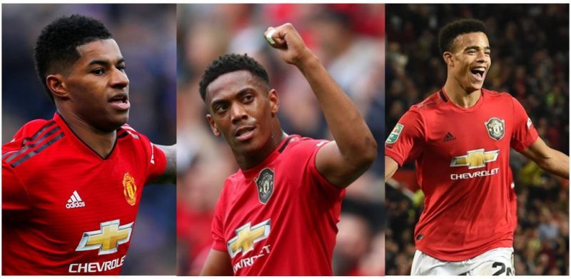 Marcus Rashford, Anthony Martial and Mason Greenwood (from left to right)