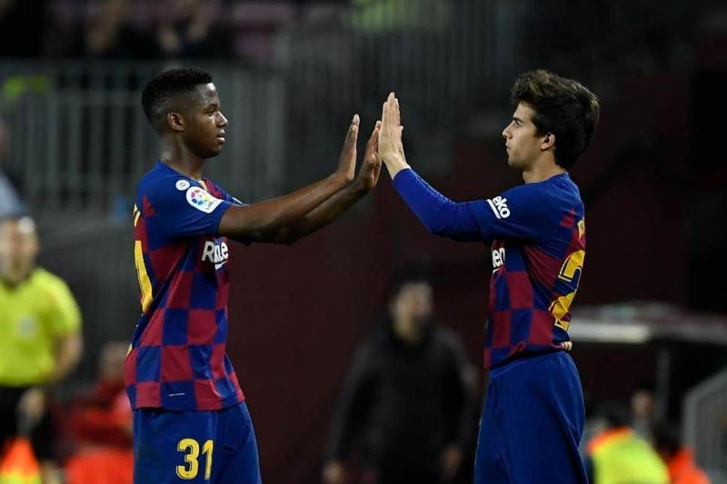 Ansu Fati (left) and Riqui Puig have shone for Barcelona this season.