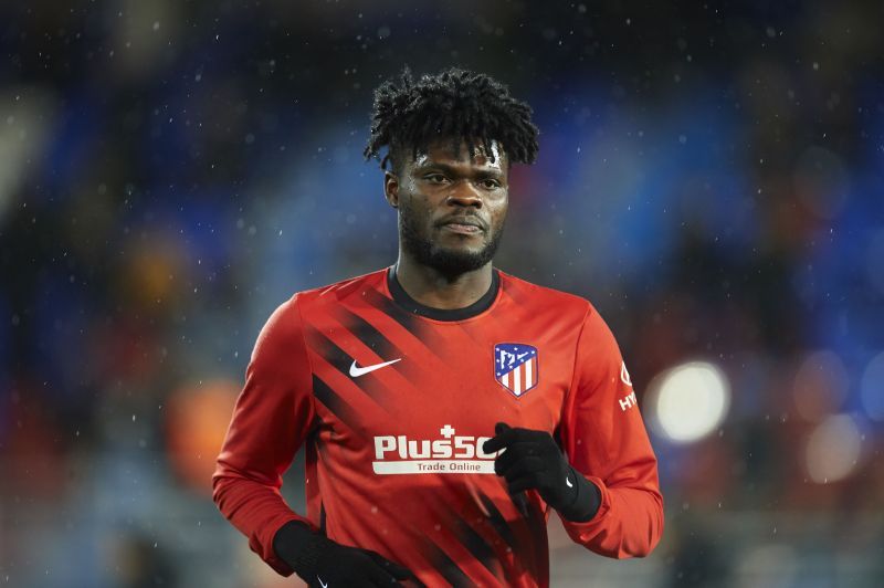 Thomas Partey during a La Liga game between SD Eibar SAD v Club Atletico de Madrid.