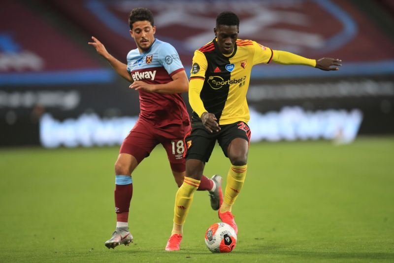 Ismaila Sarr (right) was one of Watford's better players against West Ham United