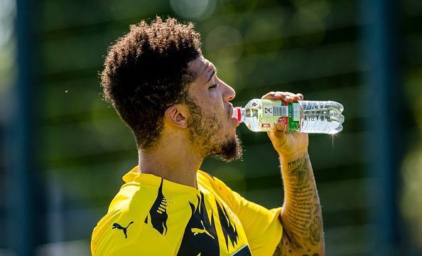 Jadon Sancho in Borussia Dortmund&#039;s new home kit