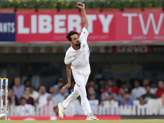 Shahbaz Nadeem in action in the final Test against South Africa in October 2019