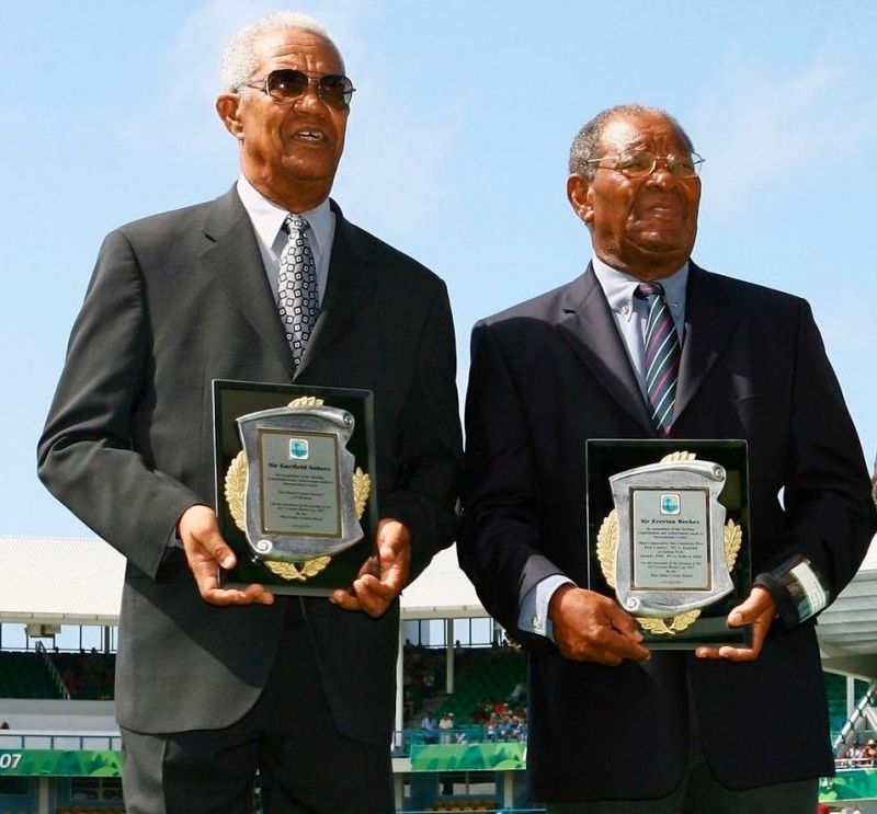 Sir Everton Weekes (right) seen with Garfield Sobers