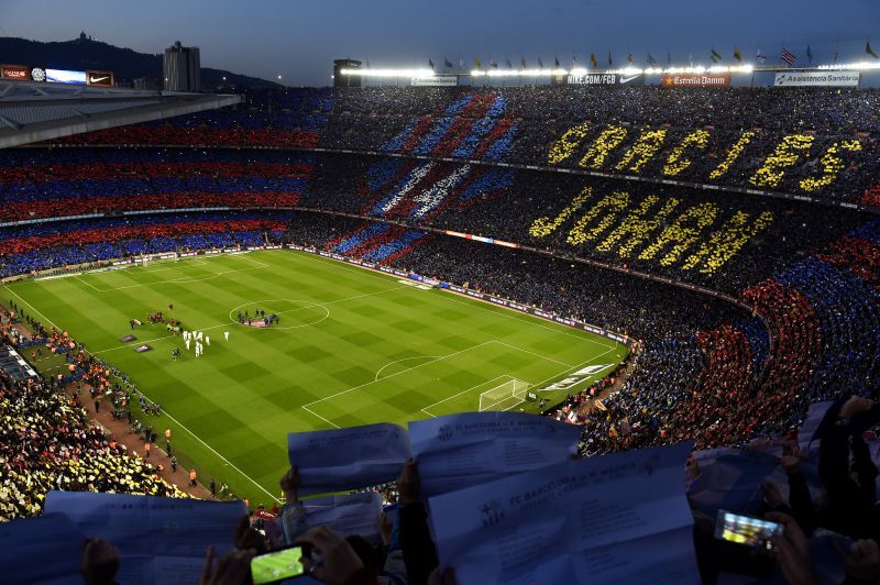 Johan Cruyff is remembered at the Camp Nou in 2016