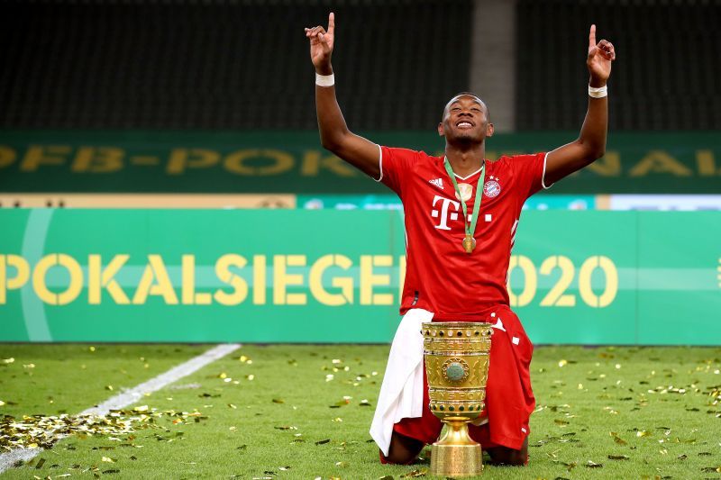 David Alaba poses with the DFB Cup 