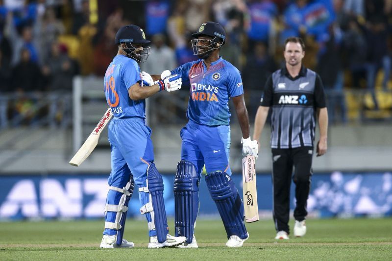 Sanju Samson celebrating with Virat Kohli