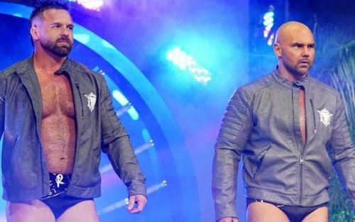 AEW's Dax Harwood (right) has admitted that he stole his Scott Dawson name