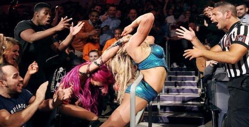 Charlotte Flair and Sasha Banks during their feud for the WWE RAW Women's Championship