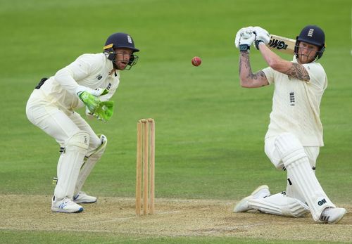 England's Ben Stokes and Jos Buttler (left) in action during a practice game.