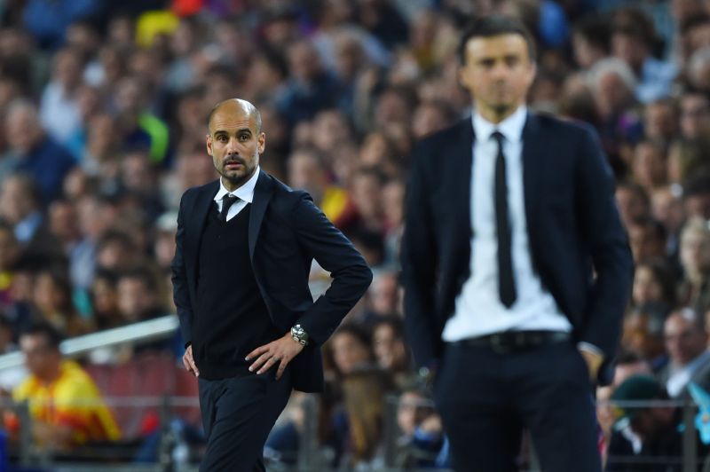  The last time Barcelona met Bayern Munich in 2015, Pep Guardiola (left) was the manager of the Bavarian giants.