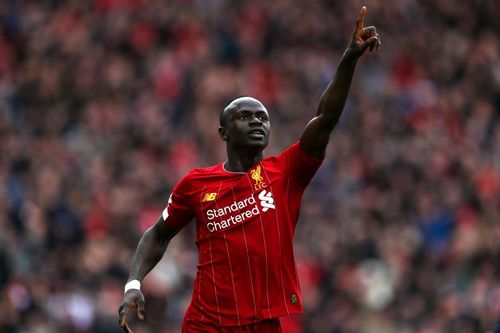 Sadio Mane celebrating a goal for Liverpool