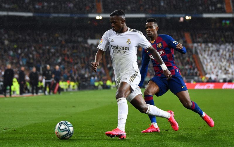 Vincius Junior in action against Barcelona