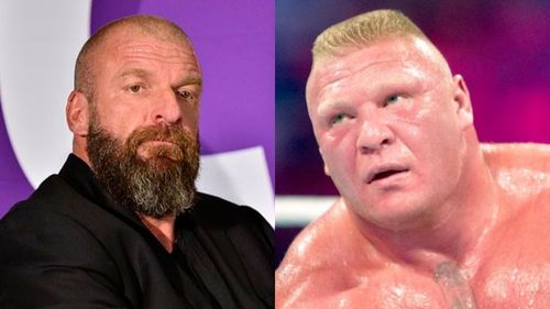 Triple H (left); Brock Lesnar (right)