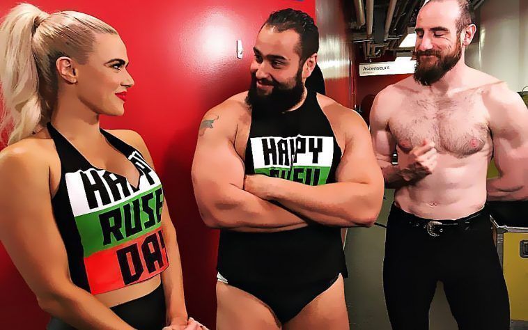 Lana, Rusev, and Aiden English in WWE