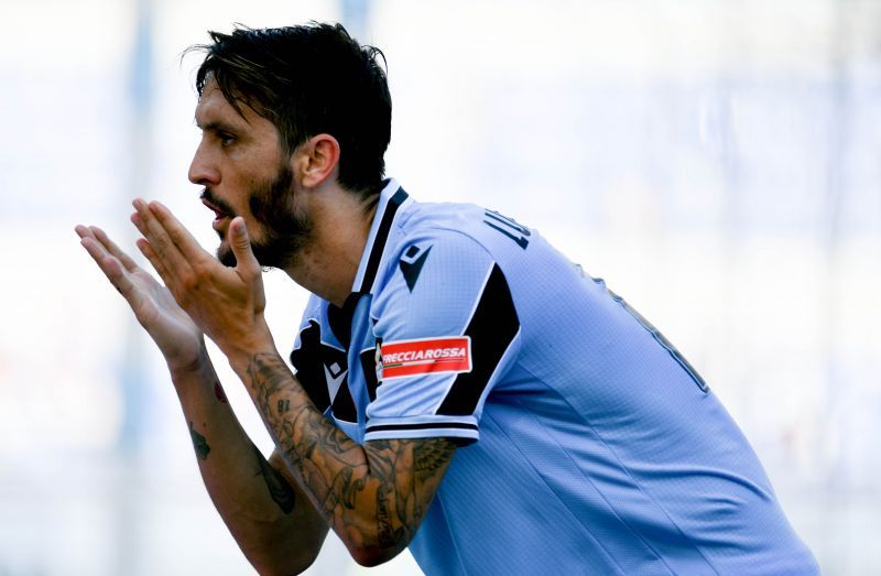 Luis Alberto celebrates a goal for Lazio