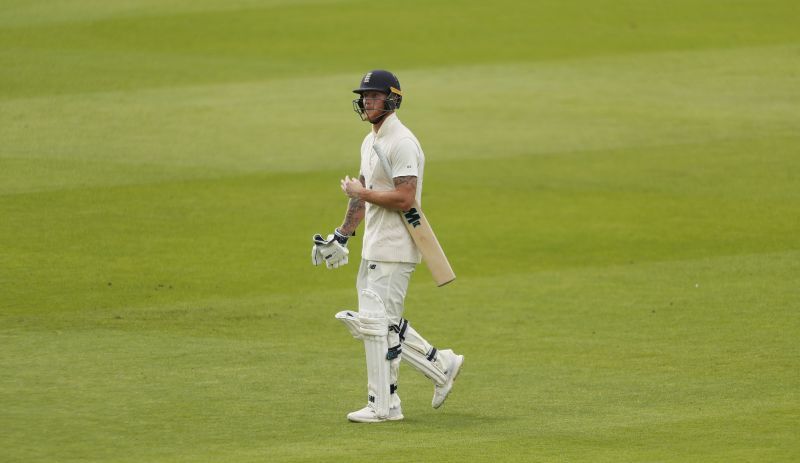England&#039;s Ben Stokes returns to the pavilion after losing his wicket
