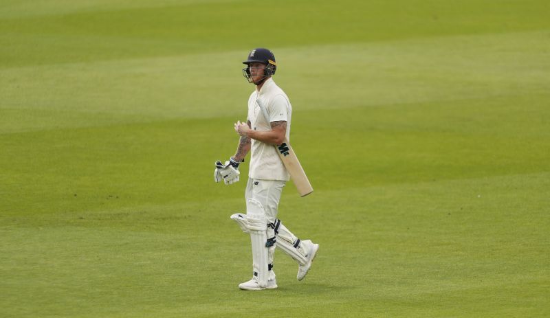 England's Ben Stokes returns to the pavilion after losing his wicket