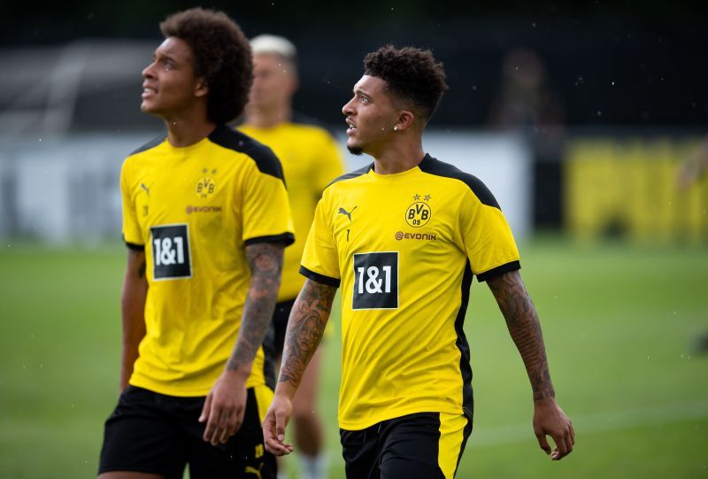 Jadon Sancho (eight) has started pre-season training with Dortmund.