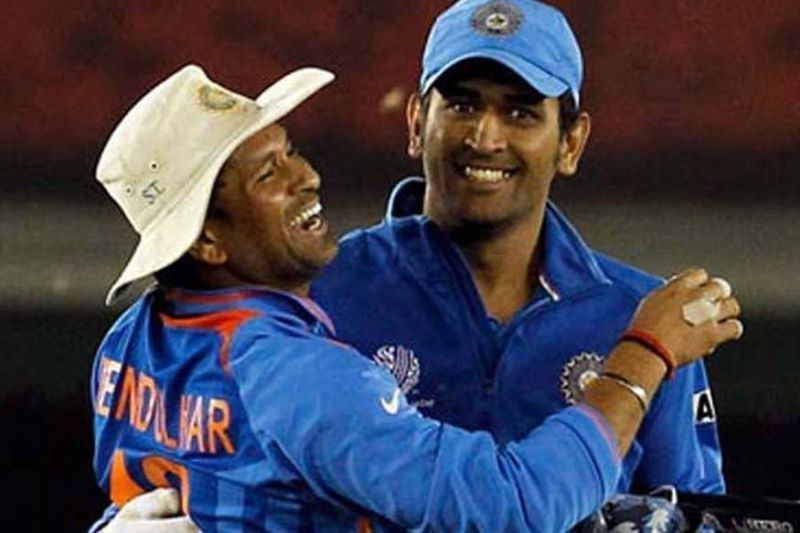 MS Dhoni and Sachin Tendulkar during 2011 World Cup