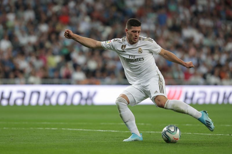 Luka Jovic of Real Madrid CF controls the ball during a La Liga match