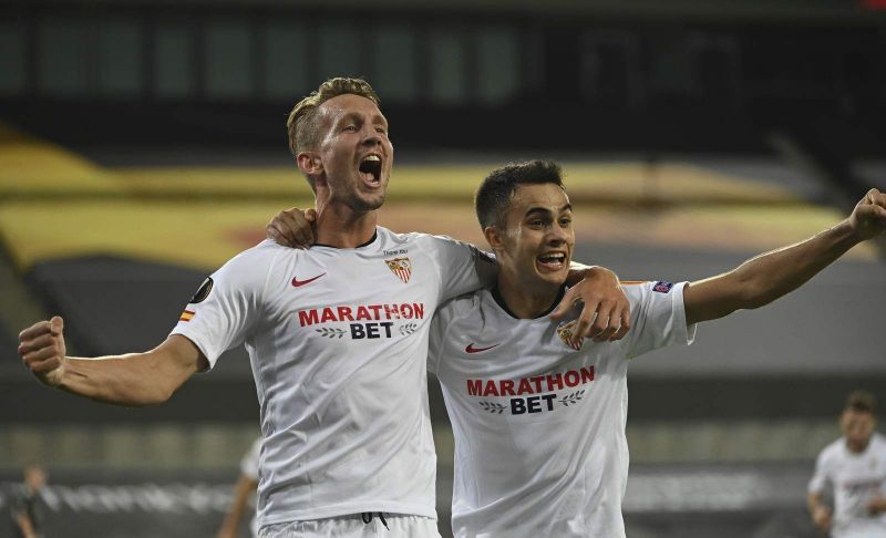 Sergio Reguilon (right) continued his fine spell with Sevilla