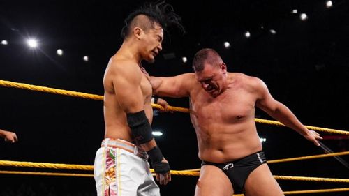 WALTER delivering a knife-edge chop to Kushida