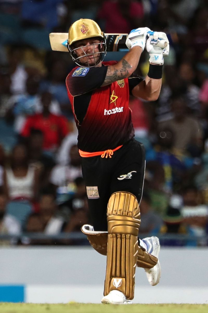 Brendon McCullum hits one during his CPL stint.