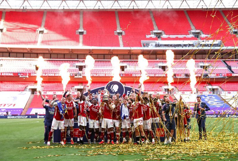 Arsenal celebrate their record 14th FA Cup after beating Chelsea in the final.