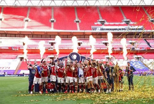 Arsenal celebrate their record 14th FA Cup after beating Chelsea in the final.