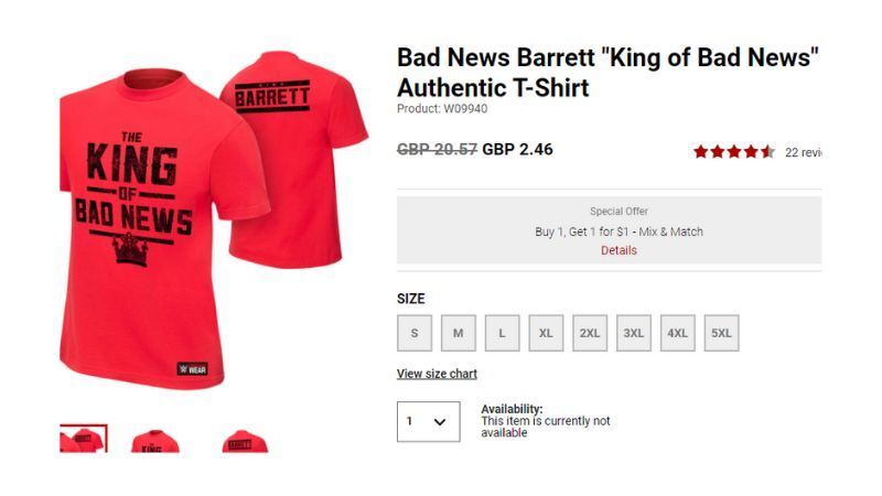 This Wade Barrett shirt is still on WWE Shop but it is not for sale