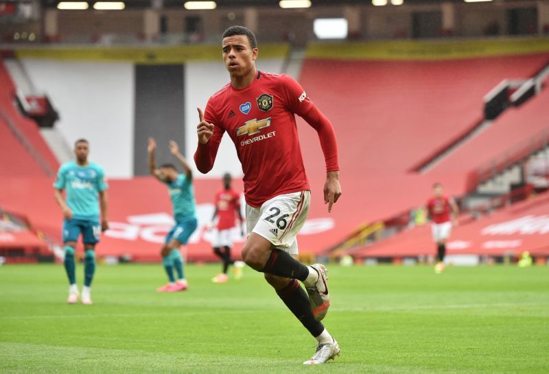 Mason Greenwood celebrates a goal for Manchester United