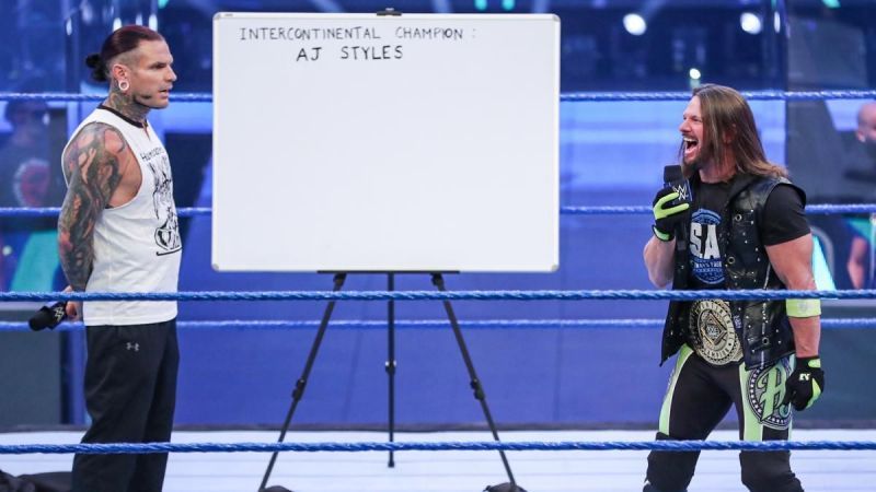 AJ Styles and Jeff Hardy on SmackDown, August 14th.