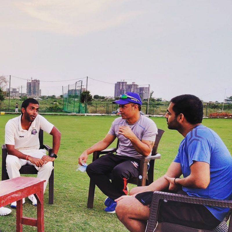 Tanmay Srivastav also got the chance to interact with Bhuvneshwar Kumar (right) recently.